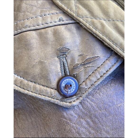 Jacques Franchi Olive Bomber Jacket Large MADE IN FRANCE Leather Polyester - Picture 3 of 12